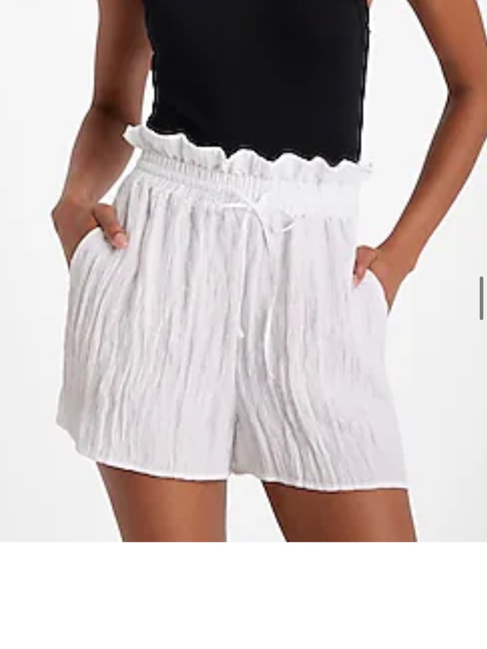 Express White Paperbag Waist High-Rise Shorts